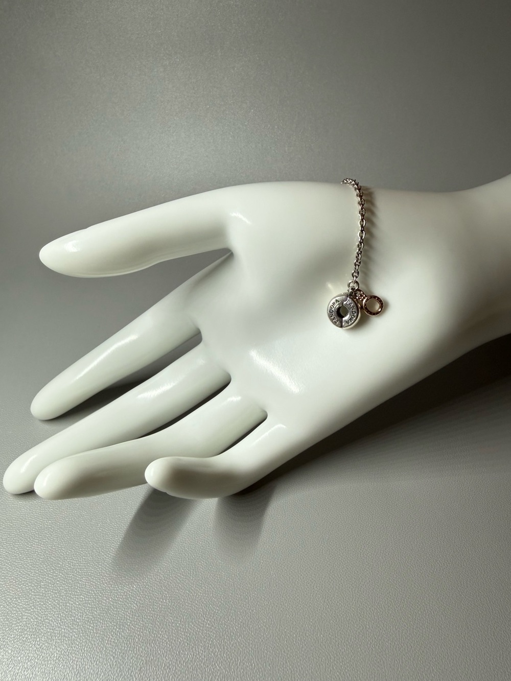 Pandora Two-Tone Safety Chain with Rose Gold Charm Accent - Picture 4 of 6